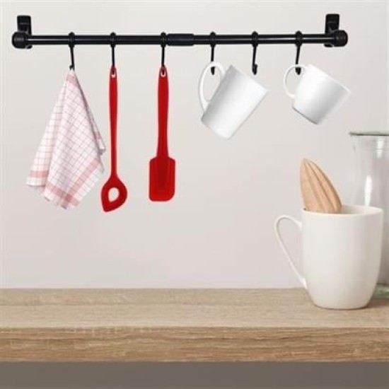 BUFFER® Duvara Monte Edilen 6 Kancalı Dekor Kaşıklık ve Kupa Askısı BUFFER® Duvara Monte Edilen 6 Kancalı Dekor Kaşıklık ve Kupa Askısı