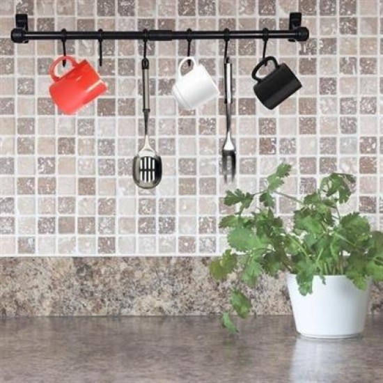 BUFFER® Duvara Monte Edilen 6 Kancalı Dekor Kaşıklık ve Kupa Askısı BUFFER® Duvara Monte Edilen 6 Kancalı Dekor Kaşıklık ve Kupa Askısı