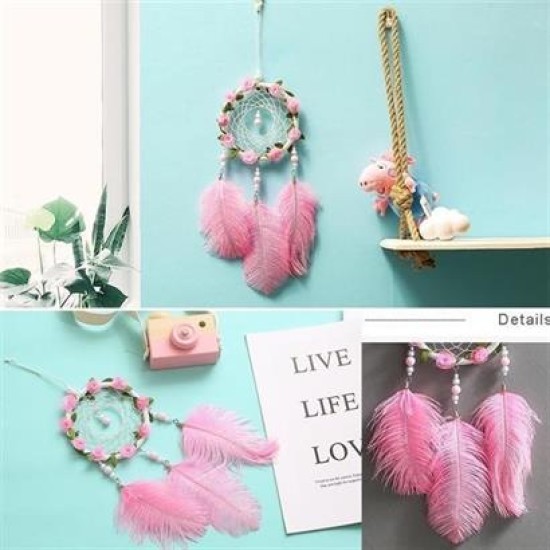 BUFFER® El Yapımı Kuş Tüyü ve Led Işıklı Dekoratif Asma Düş Rüya Kapanı BUFFER® El Yapımı Kuş Tüyü ve Led Işıklı Dekoratif Asma Düş Rüya Kapanı