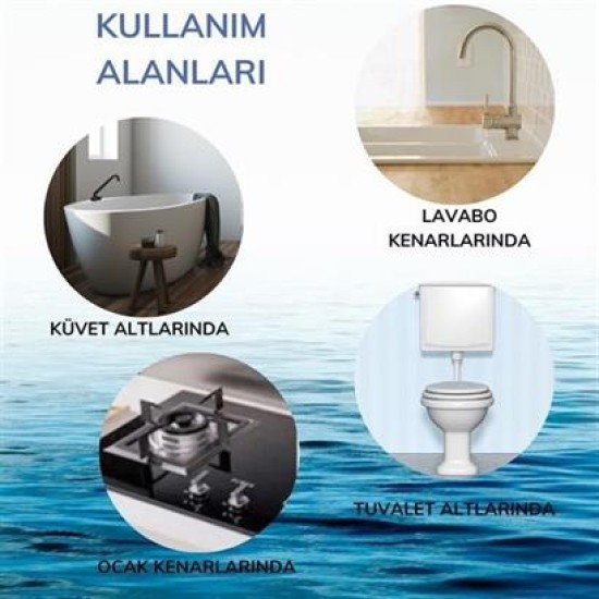 BUFFER® Gri Su Sızdırmaz Banyo Mutfak Lavabo Küvet İzolasyon Şerit Bant BUFFER® Gri Su Sızdırmaz Banyo Mutfak Lavabo Küvet İzolasyon Şerit Bant