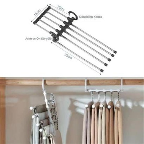 BUFFER® Hareketli Dolap İçi Pantolon Kravat Şal Askı Sistemi Düzenleyici Katmanlı Askılık Organizer BUFFER® Hareketli Dolap İçi Pantolon Kravat Şal Askı Sistemi Düzenleyici Katmanlı Askılık Organizer