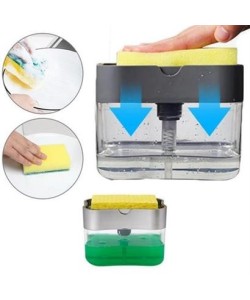 BUFFER® İkisi Bir Arada  Basmalı Pratik Sıvı Sabunluk Pompası ve Bulaşık Yıkama Süngeri Haznesi