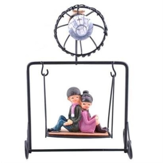 BUFFER® Işıklı Salıncakta Romantk Genç Aşıklar Dekoratif Ahşap Biblo BUFFER® Işıklı Salıncakta Romantk Genç Aşıklar Dekoratif Ahşap Biblo