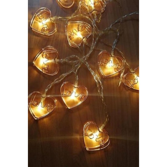 BUFFER® Kalpli Şerit Led Işık Zinciri Aydınlatma Doğum Günü Süs Işığı BUFFER® Kalpli Şerit Led Işık Zinciri Aydınlatma Doğum Günü Süs Işığı