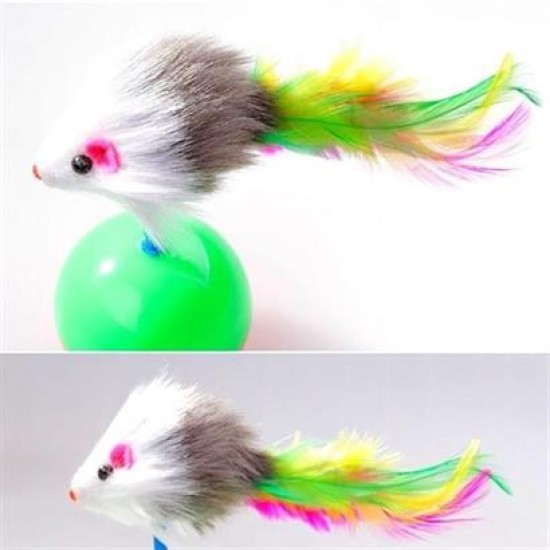 BUFFER® Kedi Oyun Topu Tüylü Fareli Hacı Yatmaz Eğitici Yavru Kedi Fare Kovalama Oyuncağı BUFFER® Kedi Oyun Topu Tüylü Fareli Hacı Yatmaz Eğitici Yavru Kedi Fare Kovalama Oyuncağı