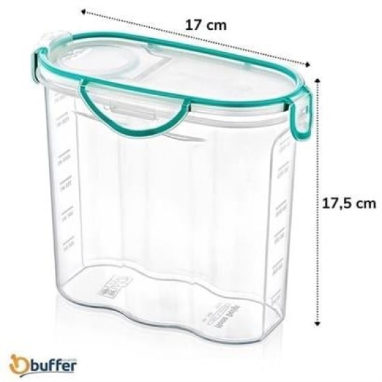 BUFFER® Kilitli Kapaklı Contalı Hava,Su Sıvı Geçirmez 1,7 Litre Erzak Saklama Kabı-SA585 BUFFER® Kilitli Kapaklı Contalı Hava,Su Sıvı Geçirmez 1,7 Litre Erzak Saklama Kabı-SA585