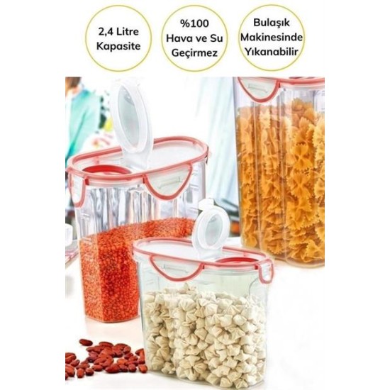 BUFFER® Kilitli Kapaklı Contalı Hava,Su Sıvı Geçirmez 2,4 Litre Erzak Saklama Kabı-SA590 BUFFER® Kilitli Kapaklı Contalı Hava,Su Sıvı Geçirmez 2,4 Litre Erzak Saklama Kabı-SA590