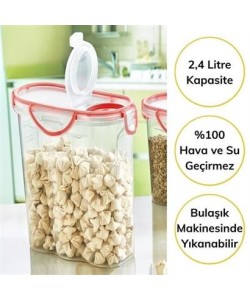 BUFFER® Kilitli Kapaklı Contalı Hava,Su Sıvı Geçirmez 2,4 Litre Erzak Saklama Kabı-SA590 BUFFER® Kilitli Kapaklı Contalı Hava,Su Sıvı Geçirmez 2,4 Litre Erzak Saklama Kabı-SA590