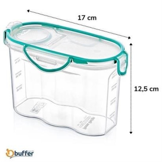 BUFFER® Kilitli Kapaklı Contalı Hava,Su Sıvı Geçirmez 1,2 Litre Erzak Saklama Kabı-SA580 BUFFER® Kilitli Kapaklı Contalı Hava,Su Sıvı Geçirmez 1,2 Litre Erzak Saklama Kabı-SA580