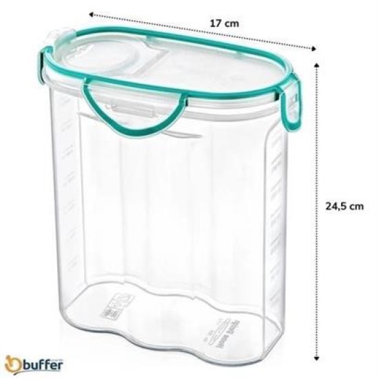 BUFFER® Kilitli Kapaklı Contalı Hava,Su Sıvı Geçirmez 2,4 Litre Erzak Saklama Kabı-SA590 BUFFER® Kilitli Kapaklı Contalı Hava,Su Sıvı Geçirmez 2,4 Litre Erzak Saklama Kabı-SA590