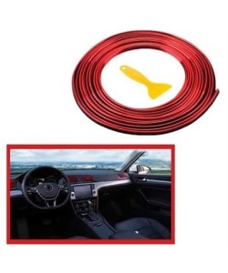 BUFFER® Kırmızı Araba Oto Trim Dekorasyon Şeridi Kauçuk Elastik Kolay Kurulum 5 metre Şerit Bant
