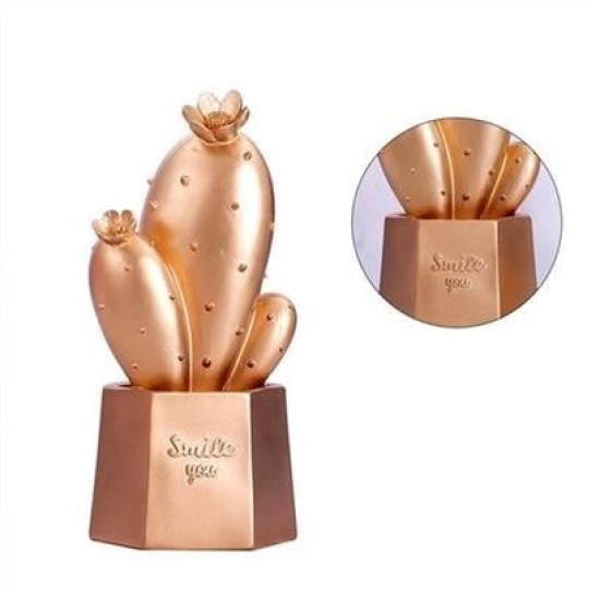 BUFFER® Led Işıklı Sevimli Kaktüs Dekoratif Masa Lambası Mini Biblo Gece Lambası Gold BUFFER® Led Işıklı Sevimli Kaktüs Dekoratif Masa Lambası Mini Biblo Gece Lambası Gold