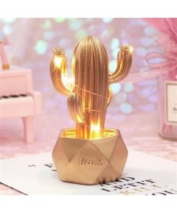 BUFFER® Led Işıklı Sevimli Kaktüs Dekoratif Masa Lambası Mini Biblo Gece Lambası-GOLD BUFFER® Led Işıklı Sevimli Kaktüs Dekoratif Masa Lambası Mini Biblo Gece Lambası-GOLD
