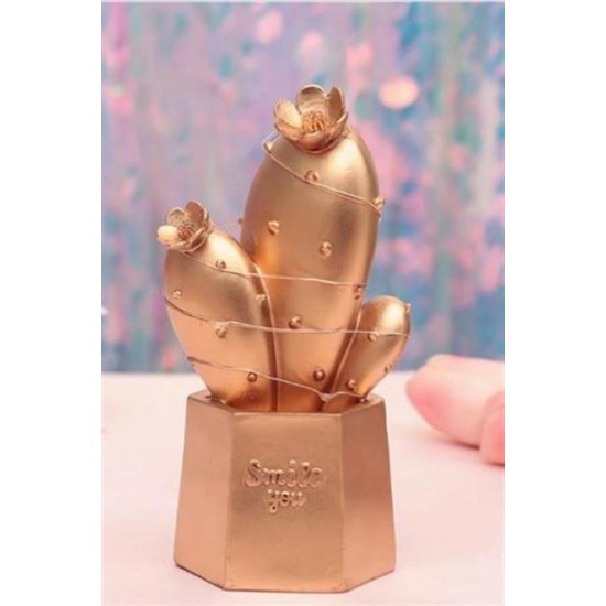 BUFFER® Led Işıklı Sevimli Kaktüs Dekoratif Masa Lambası Mini Biblo Gece Lambası Gold BUFFER® Led Işıklı Sevimli Kaktüs Dekoratif Masa Lambası Mini Biblo Gece Lambası Gold