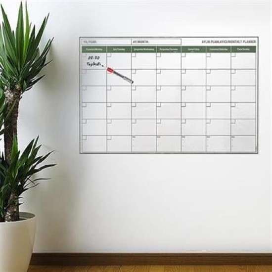 BUFFER® Manyetik Yapışkanlı Bir Aylık Program Planlayıcı Takvim 85x56 cm BUFFER® Manyetik Yapışkanlı Bir Aylık Program Planlayıcı Takvim 85x56 cm