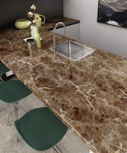 BUFFER® Mermer Desenli Masa Tezgah Mutfak Su Geçirmez Yapışkanlı Folyo Sticker  Kahverengi 5x0,6m