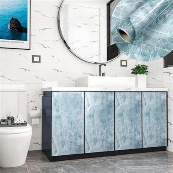 BUFFER® Mermer Desenli Masa Tezgah Mutfak Su Geçirmez Yapışkanlı Folyo Sticker Mavi 5x0,6m BUFFER® Mermer Desenli Masa Tezgah Mutfak Su Geçirmez Yapışkanlı Folyo Sticker Mavi 5x0,6m