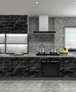 BUFFER® Mermer Desenli Masa Tezgah Mutfak Su Geçirmez Yapışkanlı Folyo Sticker Siyah 5x0,6m