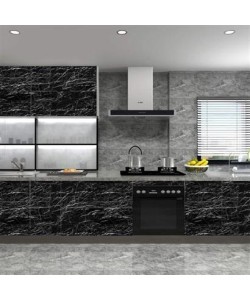 BUFFER® Mermer Desenli Masa Tezgah Mutfak Su Geçirmez Yapışkanlı Folyo Sticker Siyah 5x0,6m BUFFER® Mermer Desenli Masa Tezgah Mutfak Su Geçirmez Yapışkanlı Folyo Sticker Siyah 5x0,6m