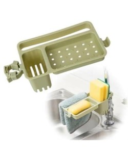 BUFFER® Musluğa Takılan Sünger Havlu Askılı Sabun Hazneli mutfak Banyo Lavabo Düzenleyici Organizer