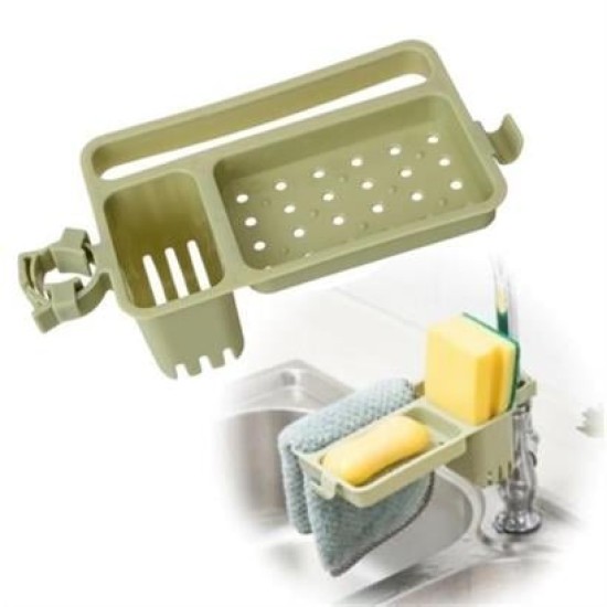 BUFFER® Musluğa Takılan Sünger Havlu Askılı Sabun Hazneli mutfak Banyo Lavabo Düzenleyici Organizer BUFFER® Musluğa Takılan Sünger Havlu Askılı Sabun Hazneli mutfak Banyo Lavabo Düzenleyici Organizer