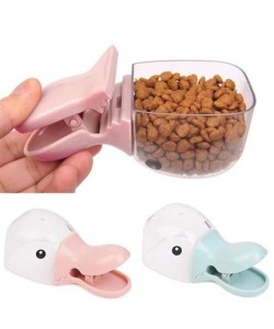 BUFFER® Ördek Tasarımlı Mandallı Tazelik Koruyan Ölçekli Kuru Mama Kaşığı Mama Ölçeği