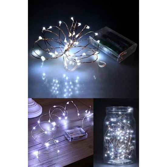 BUFFER® Pilli 5 metre Dekoratif Peri Led Beyaz Aydınlatma Süsleme Lambası BUFFER® Pilli 5 metre Dekoratif Peri Led Beyaz Aydınlatma Süsleme Lambası