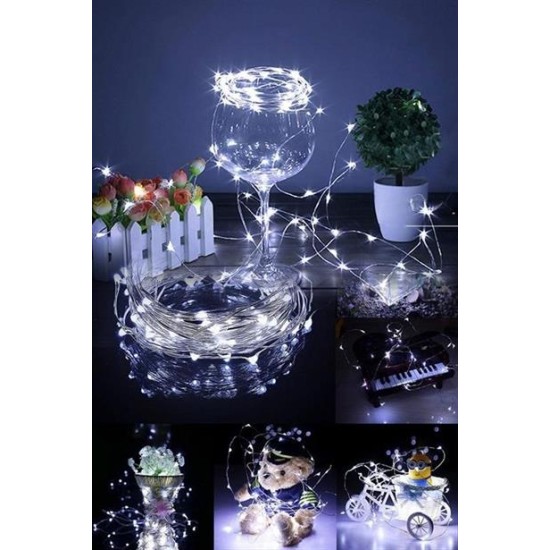 BUFFER® Pilli 5 metre Dekoratif Peri Led Beyaz Aydınlatma Süsleme Lambası BUFFER® Pilli 5 metre Dekoratif Peri Led Beyaz Aydınlatma Süsleme Lambası