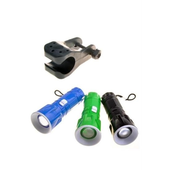 BUFFER® Pilli Zoomlu Ledli Bisiklet Ön Farı El Feneri Aydınlatma Lambası BUFFER® Pilli Zoomlu Ledli Bisiklet Ön Farı El Feneri Aydınlatma Lambası