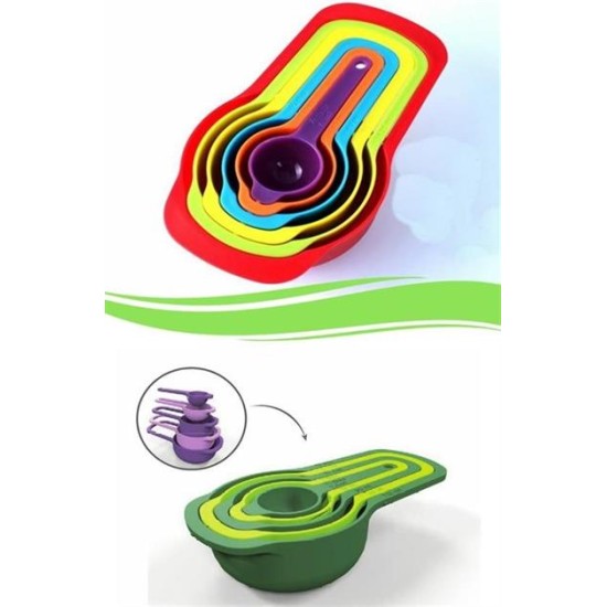 BUFFER® Pratik Ölçü Kaşığı Kabı 5li Şeker Baharat Sıvı Ölçer Aparat