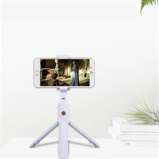 BUFFER® Sabitlenebilir Cep Telefon Tutucu Ayarlanabilir Taşınabilir 3 Ayaklı Tripod Selfie Çubuğu BUFFER® Sabitlenebilir Cep Telefon Tutucu Ayarlanabilir Taşınabilir 3 Ayaklı Tripod Selfie Çubuğu