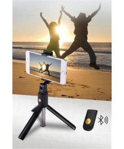 BUFFER® Sabitlenebilir Cep Telefon Tutucu  Ayarlanabilir Taşınabilir 3 Ayaklı Tripod Selfie Çubuğu
