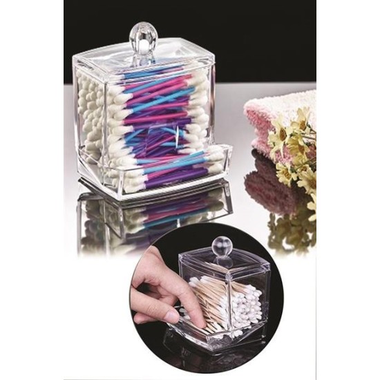 BUFFER® Şeffaf Kapaklı Kulak Temizleme Çubuğu Organizatörü Saklama Kutusu BUFFER® Şeffaf Kapaklı Kulak Temizleme Çubuğu Organizatörü Saklama Kutusu