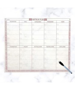 BUFFER® Şeffaf Kendiliğinden Yapışkanlı Kalemli Haftalık Planlayıcı 40cm-50cm