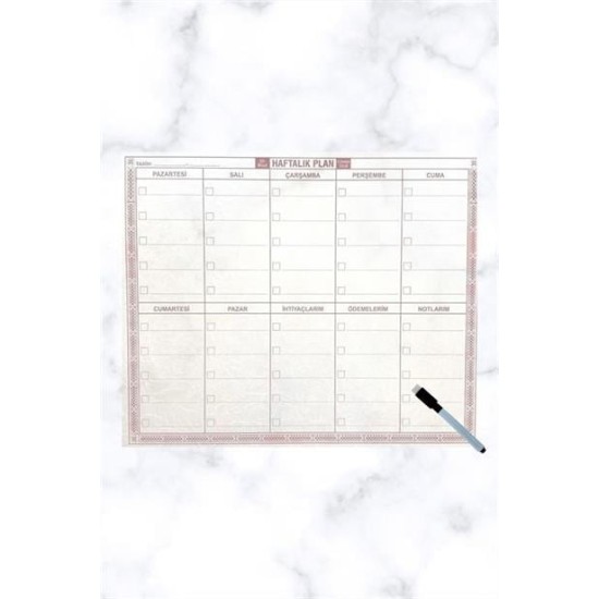 BUFFER® Şeffaf Kendiliğinden Yapışkanlı Kalemli Haftalık Planlayıcı 40cm-50cm BUFFER® Şeffaf Kendiliğinden Yapışkanlı Kalemli Haftalık Planlayıcı 40cm-50cm