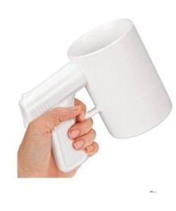 BUFFER® Silah Tabanca Kulplu Beyaz Renk Eğlenceli Kupa Bardak BUFFER® Silah Tabanca Kulplu Beyaz Renk Eğlenceli Kupa Bardak