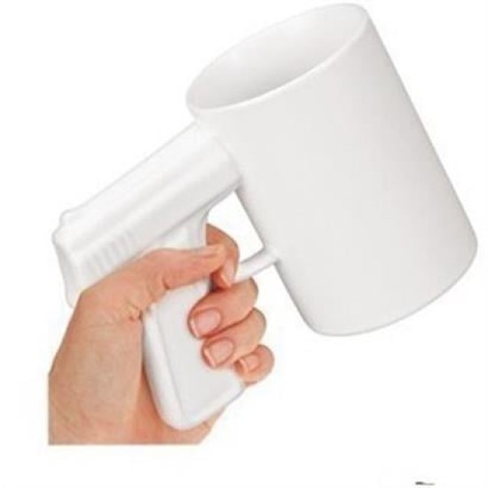 BUFFER® Silah Tabanca Kulplu Beyaz Renk Eğlenceli Kupa Bardak BUFFER® Silah Tabanca Kulplu Beyaz Renk Eğlenceli Kupa Bardak