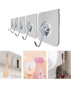 BUFFER® Süper Güçlü Yapışkanlı Suya Dayanıklı Şeffaf Askı 5li Set Yeniden Kullanılabilir Kancalar