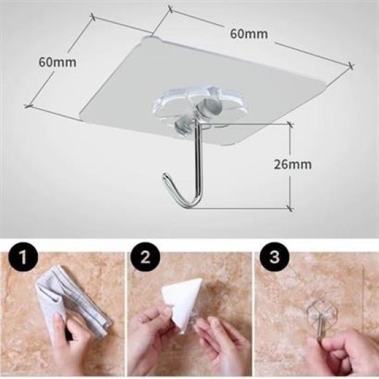 BUFFER® Süper Güçlü Yapışkanlı Suya Dayanıklı Şeffaf Askı 5li Set Yeniden Kullanılabilir Kancalar BUFFER® Süper Güçlü Yapışkanlı Suya Dayanıklı Şeffaf Askı 5li Set Yeniden Kullanılabilir Kancalar