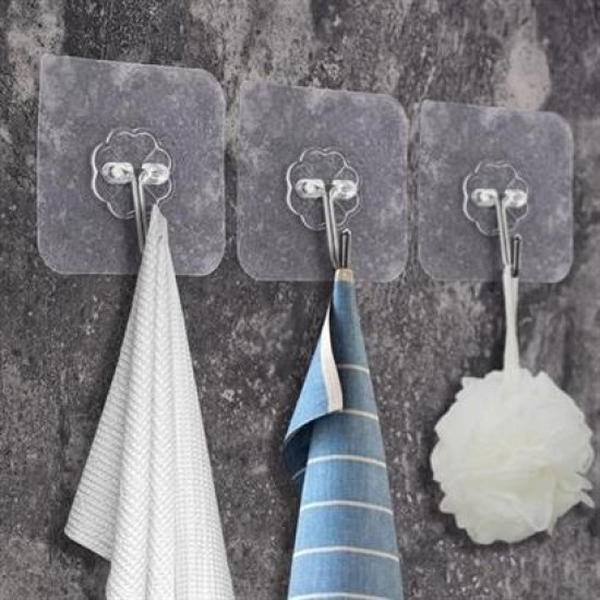 BUFFER® Süper Güçlü Yapışkanlı Suya Dayanıklı Şeffaf Askı 5li Set Yeniden Kullanılabilir Kancalar BUFFER® Süper Güçlü Yapışkanlı Suya Dayanıklı Şeffaf Askı 5li Set Yeniden Kullanılabilir Kancalar