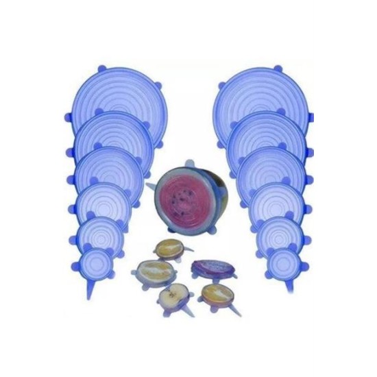 BUFFER® Tazeliği Koruyan 6lı Silikon Streç Gıda Saklama Koruma Kapakları BUFFER® Tazeliği Koruyan 6lı Silikon Streç Gıda Saklama Koruma Kapakları
