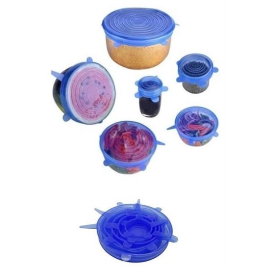 BUFFER® Tazeliği Koruyan 6lı Silikon Streç Gıda Saklama Koruma Kapakları BUFFER® Tazeliği Koruyan 6lı Silikon Streç Gıda Saklama Koruma Kapakları