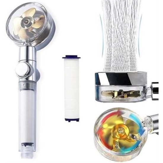 BUFFER® Turbo Pervaneli ve Filtreli Su Tasarruflu 360 Derece Dönebilen Tazyikli Duş Başlığı BUFFER® Turbo Pervaneli ve Filtreli Su Tasarruflu 360 Derece Dönebilen Tazyikli Duş Başlığı