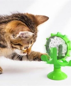 Buffer® Vantuzlu Zilli İnteraktif Dönebilen Mama Kaplı Renkli Eğlenceli Eğitici Kedi Oyuncağı
