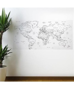 BUFFER® Yazılabilir Dünya Haritası Manyetik Duvar Stickerı 110 x 56 cm