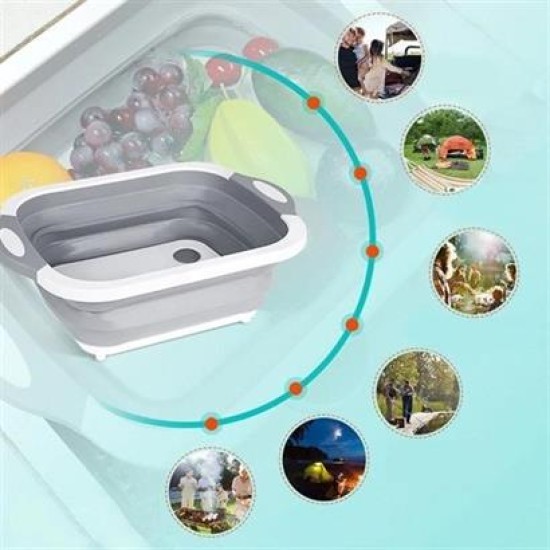 Katlanabilir Süzgeçli Kesme Tahtası ve Badya Katlanabilir Süzgeçli Kesme Tahtası ve Badya