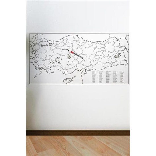 Yazılabilir Türkiye Haritası Manyetik Duvar Stickerı 110 x 56 cm Yazılabilir Türkiye Haritası Manyetik Duvar Stickerı 110 x 56 cm